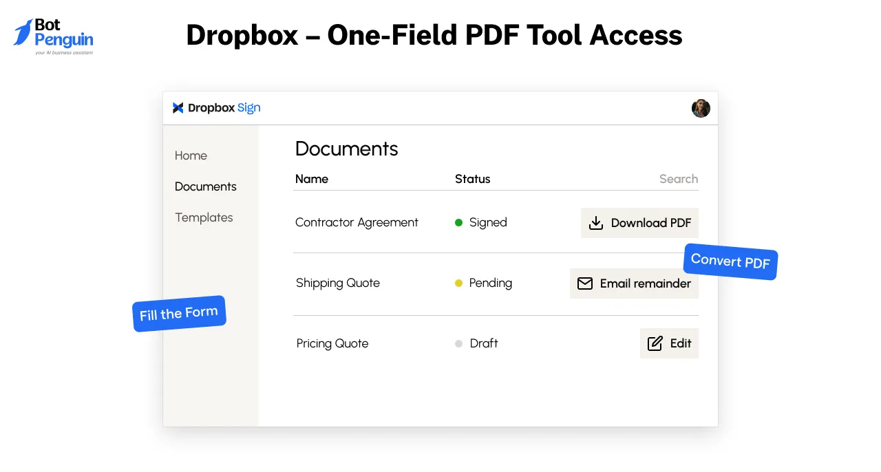 Dropbox –&nbsp;One-Field PDF Tool Access